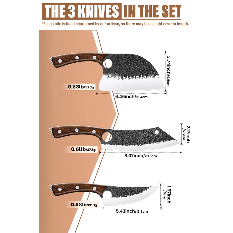 Purple Dragon Butcher Knife Set, 9 Pcs Chef Knife Set