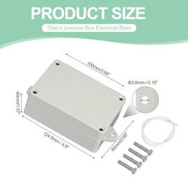 PATIKIL 4.9 Inch Junction Box, Electrical Enclosure Box ABS Plastic Waterproof Outlet Plug Cover Cord Protector with Mounting Plate for Outdoor Indoor Electric Project, White/Grey