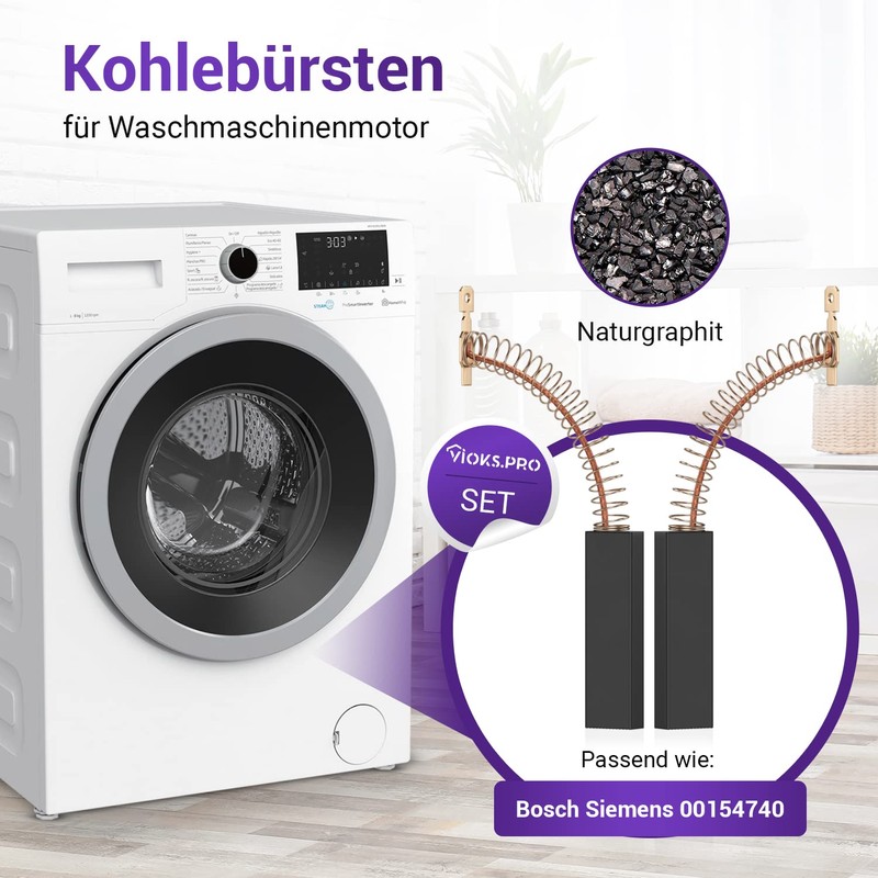 Vioks.pro Carbon Brushes Washing Machine 2 x Replacement for Bosch
