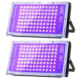 Glostars Glostars 100W LED UV Schwarzlicht Strahler, Schwarzlichtlampe, IP66 Wasserdicht, 395-400nm UV Partylicht mit Schalter fr Bar, Partyzubeh?r, Schwarzlicht Deko, Bhnenbeleuchtung (2 Packung