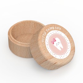 mankafre Tooth Fairy Box, Wooden Tooth Holder Tooth Cute Tooth Keepsake Box Tooth Storage Collection Box Baby Tooth Saver Container Box for Kids Boys and Girls Gift, Pink
