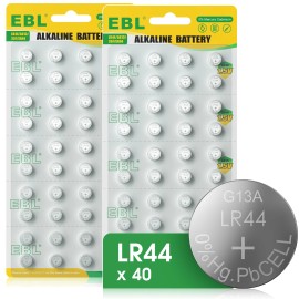 EBL 1.5Volt LR44   LR44 AG13 A76 L1154 357 303 LED Button 1.5V Cell Alkaline Battery - Silver:80pcs