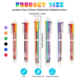 DAIKOYE Ballpoint Pens 6 PCS 0.5mm 6-in-1 Multicolor Ballpoint Pens Birthday Party Favors Gifts