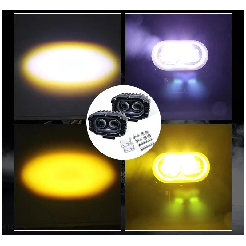 splledlights 2X 120W 4" LED Cube Work Light Bar Yellow
