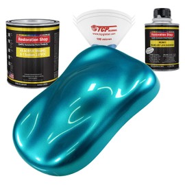 Restoration Shop - Teal Green Metallic Acrylic Enamel Auto Paint - Complete Quart Paint Kit - Professional Single Stage High Gloss Automotive, Car, Truck, Equipment Coating, 8:1 Mix Ratio, 2.8 VOC
