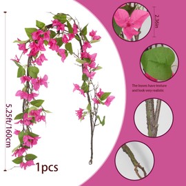 CITYES Artificial Bougainvillea Flowers Garland Silk Bougainvillea Vines UV Resistant Realistic Faux Hanging Flowers Plants for Outdoor Outside Summer Decor Porch Patio Balcony Yard Wall Rose Red
