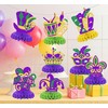 KEWUFD 8PCS Happy Mardi Gras Honeycomb Centerpieces Mardi Gras Decorations
