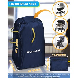 wymulot Large Stroller Bag for Airplane, Waterproof Stroller Travel Bag, Gate Check Stroller Bag for Single/Double Stroller Travel Bag with Handle and Drawstring Closure Stroller Cover (Blue)
