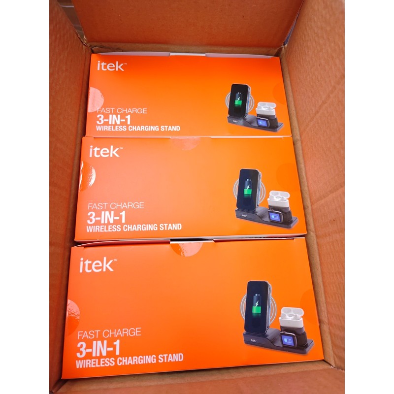 iTek 6PK itek Fast Charge 3-In-1 Qi Wireless Charging Stand