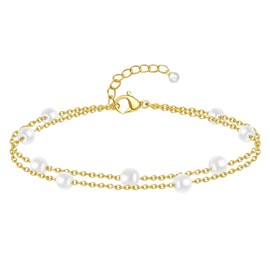 Pearl Bracelet,Bracelet,Stack Pearl Bracelets for Women,Cute Summer Bracelets Summer Beach Accessories Costume Jewelry,Pearl Jewellery as Wedding Birthday Gifts for Her Girl