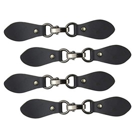 Healifty 4pcs Leather Tab Closure Clip Holder Buckle Clasp Pin for Poncho Cape Cardigan Wrap Shawl Accessories Black