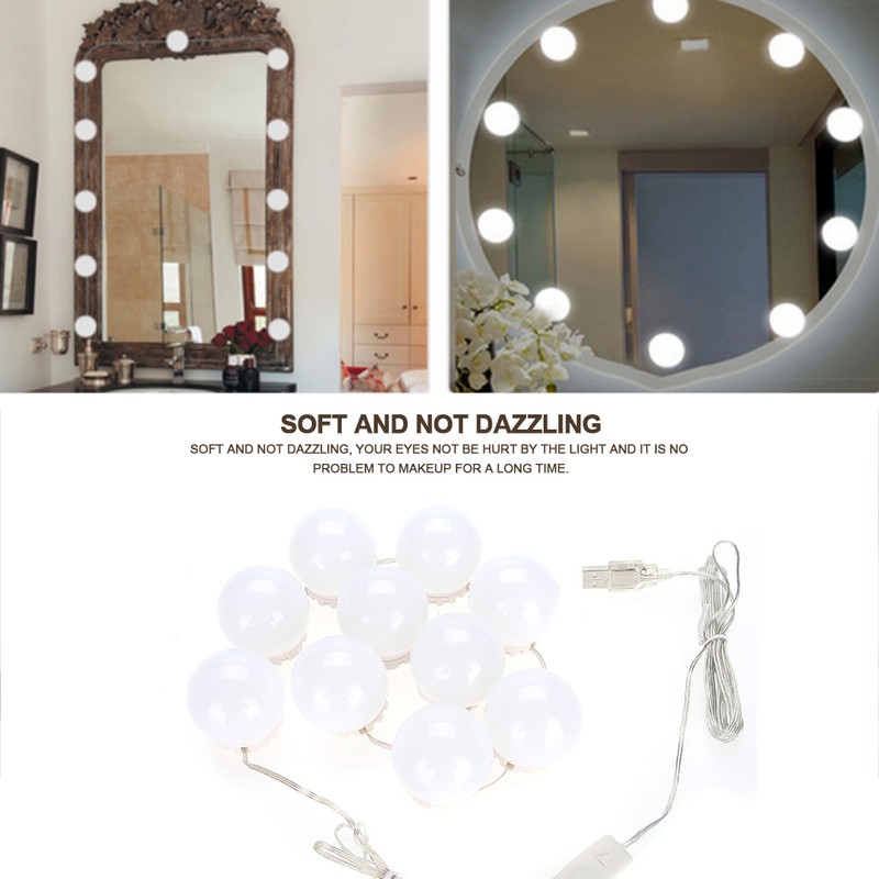 Vanity LED Makeup Mirror Lights Dimmable Bulb Concealable Wiring Light