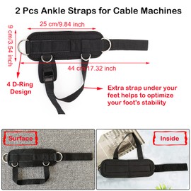 Taicols Ankle Straps for Cable Machines, Adjustable Ankle Strap, D-Ring Ankle Strap, Workout Fitness Ankle Cuffs, Adjustable Ankle Support Brace for Kickbacks, Glute, Leg, Abs, Lower Body Exercises