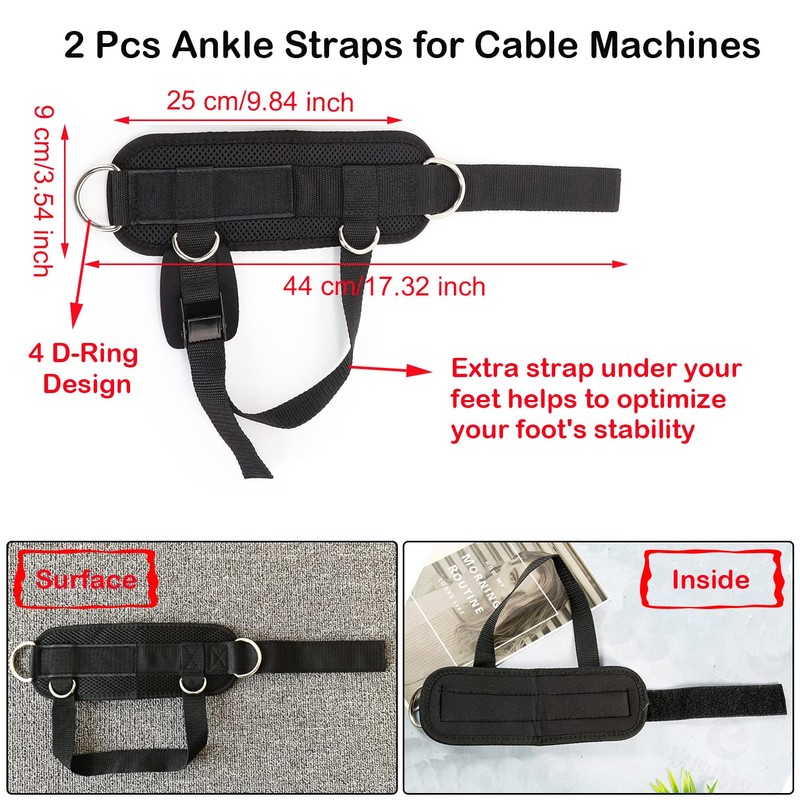 Taicols Ankle Straps for Cable Machines, Adjustable Ankle Strap, D-Ring