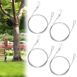 Otoolling 4pcs Bird Feeder Hanger for Tree with S-Hook Hanging Cable Tree Limb Protector with Silicone Sleeve Flexible Stainless Steel Cable for Heavy Bird Feeders, Plants, Baths (48inch)