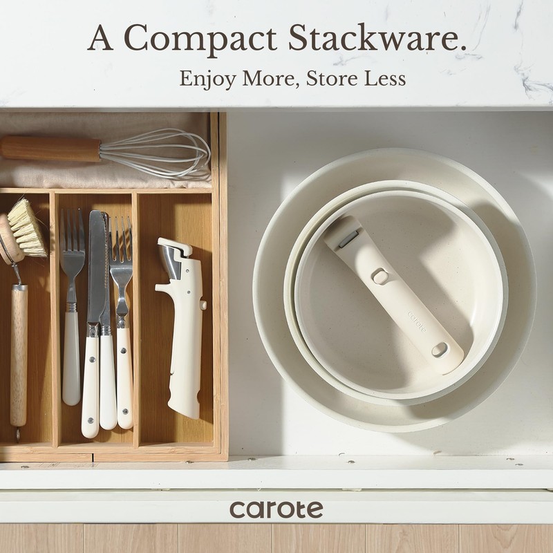 CAROTE 17pcs Pots and Pans Set, Nonstick Cookware Set Detachable