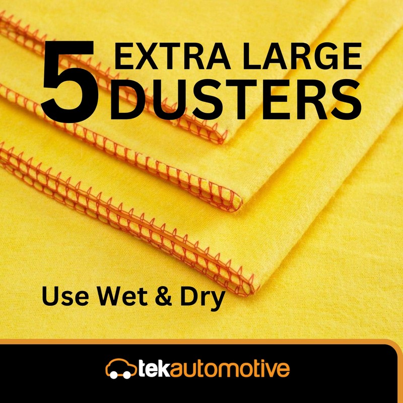 Tek Automotive Yellow Dusters 5 Pack - Extra Large Cotton