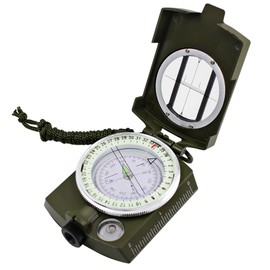 DLAND Compass Waterproof Hiking Military Navigation Compass with Pouch Lanyard, English User Guide Included. ( Army Green )