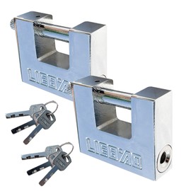 Heavy Duty Security Padlock, 100mm Stainless Steel Burglar Proof Locks with Keys, Anti Drill Cylinder for Containers Gates Sheds Warehouses, Pack of 2
