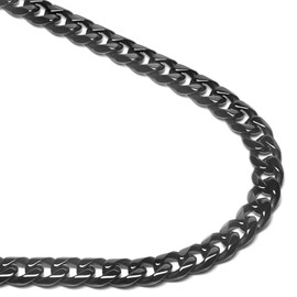 TruTi Black Titanium 7MM Curb Link Necklace Chain 32"