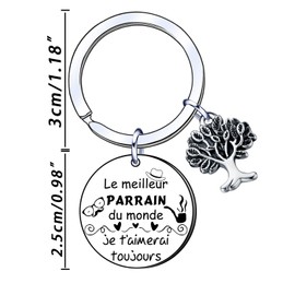 YUANSI Godfather Keyring Godfather Birthday Gift Godfather Gifts Souvenir Godfather Gift for Christening Gift Christmas Godfather, Colour: Silver, L, Color: Silver, L