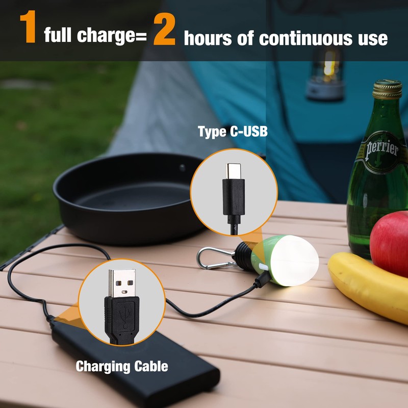 EverBrite Rechargeable Camping Light, 3 Modes with Clip Hook, Green