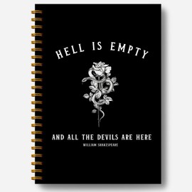Guymn Hell is Empty Shakespeare Quote Dark Academia Aesthetic Notebook Journal, Gothic Floral Snake Notebook Journal, Gothic Gifts for Women, Goth Office Supplies, Spiral Notebook 5.5x8.3 Inch
