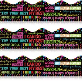 60 Pcs Inspirational Quotes Bulletin Board Border Motivational Bulletin Board Decoration Inspirational Border Paper Scalloped Inspirational Quote Border for Classroom Office Wall Decors, 12 x 3 Inches