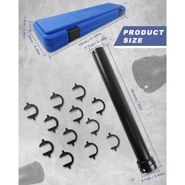 KUNGJUER 13Pcs Master Inner Tie Rod Removal Tool Kit, Automotiv Inner Tie Rod Tool Removal Kit with 12 Crowfoot Adapters 1/2 Inch Drive Tube for Tie Rods Remove & Install