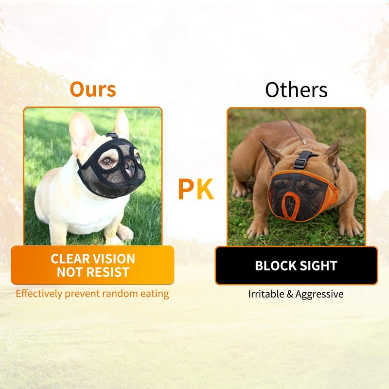 TANDD Short Snout Dog Muzzle - Adjustable Breathable Mesh Bulldog