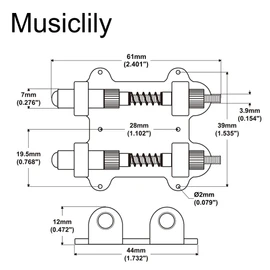 Musiclily Ultra Colorful Series Electric Guitar Tremolo Bridge Dual Tremolo Stopper and Stabilizer, Silver