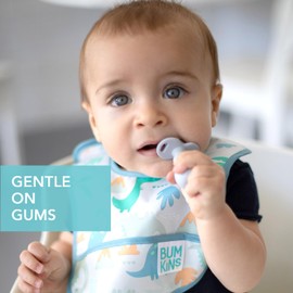 Bumkins Baby Utensils Set, Chewtensils Silicone Spoons for Dipping, Self-Feeding, Baby Led Weaning, Trainer Learning, First Stage Eating, Soft Practice Fork and Spoon, Babies 6 Months, Gray