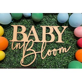 Wooden Baby In Bloom Sign, 16”x12” Baby Shower Party Sign for Boy/Girl Baby Shower Decorations Gender Reveal Backdrop Party Photography Background