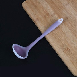 uxcell Silicone Soup Ladle Spoon 8.3 Inch Length Heat Resistant to 450°F One Piece Design Restaurant Kitchen Cooking Utensil for Serving Soup Purple