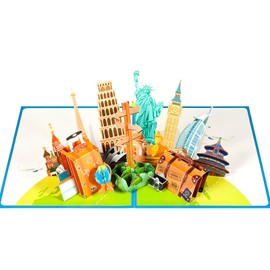 3D travel card, pop-up travel vouchers, travel souvenir card with envelope