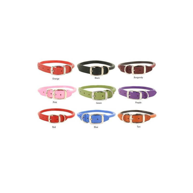 Auburn Leathercrafters Rolled Dog Collar - Red - 26