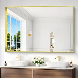 NIMURY Gold Bathroom Mirror, 60x40 Inch Rectangular Framed Mirror, Large Wall Mounted Bathroom Vanity Mirror Over Sink for Bedroom,Restroom, Living Room, Hangs Vertically or Horizontally