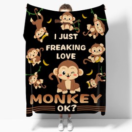 I Just Freaking Love Monkey,ok Blanket-Funny Soft Lightweight Food Flannel Blankets for Sofa Bed Camping Polyester Throw Blanket Gift for Girl Boy（40''x50''for Kids/Children）
