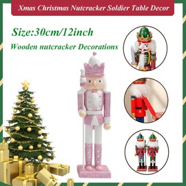 Pink Wooden Christmas Nutcracker Soldiers,Large Christmas Nutcracker Soldier Ornament 30CM,Traditional Nutcracker Soldier Puppet Nutcracker Toy Gift for Kids Classic Xmas Decor Nutcracker King Soldier