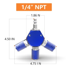 GASHER 3-Way 1/4 Inch NPT Aluminum Hex Style Air Manifold with 3 Pieces Steel Industrial Coupler and Plug, Air Compressor Hose Accessories Quick Connect Fittings Air Splitter