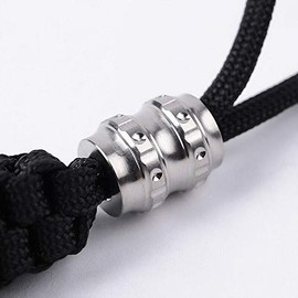Lanyard Bead Rope Pendant，1PCS TC4 Outdoor Camping, Titanium Alloy Rope EDC Tools Pendant Without Black Rope For Decoration(Cylinder1 Silver)