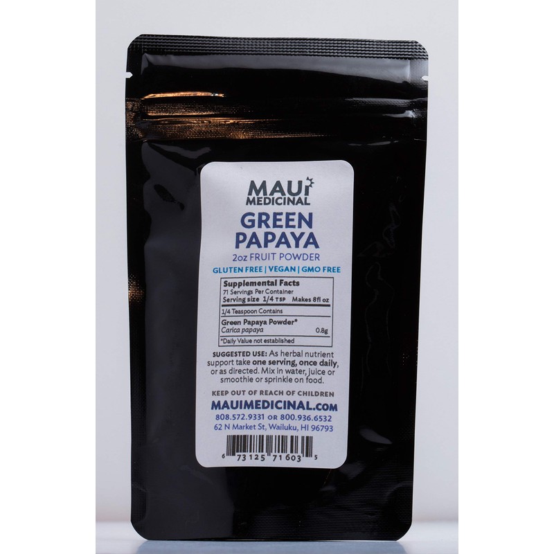 Maui Medicinal Herbs Green Papaya Fruit Powder 2oz Zip-Pouch