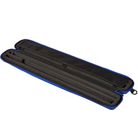 Casemaster Parallax Billiard/Pool Cue Case 600D Oxford Heavyweight Polyester Fabric and Padded Interior, Holds 2 Complete 2-Piece Cue (2 Butt/2 Shaft), Black with Blue Trim