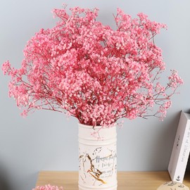 17.2 Inch Dried Flowers Baby's Breath Bouquet - 2500+ Dry Flowers,Natural Gypsophila Branches for Home Decor, Wedding, Table Decor, DIY Wreath Floral, Dry Flowers Bulk for Vase (Pink)