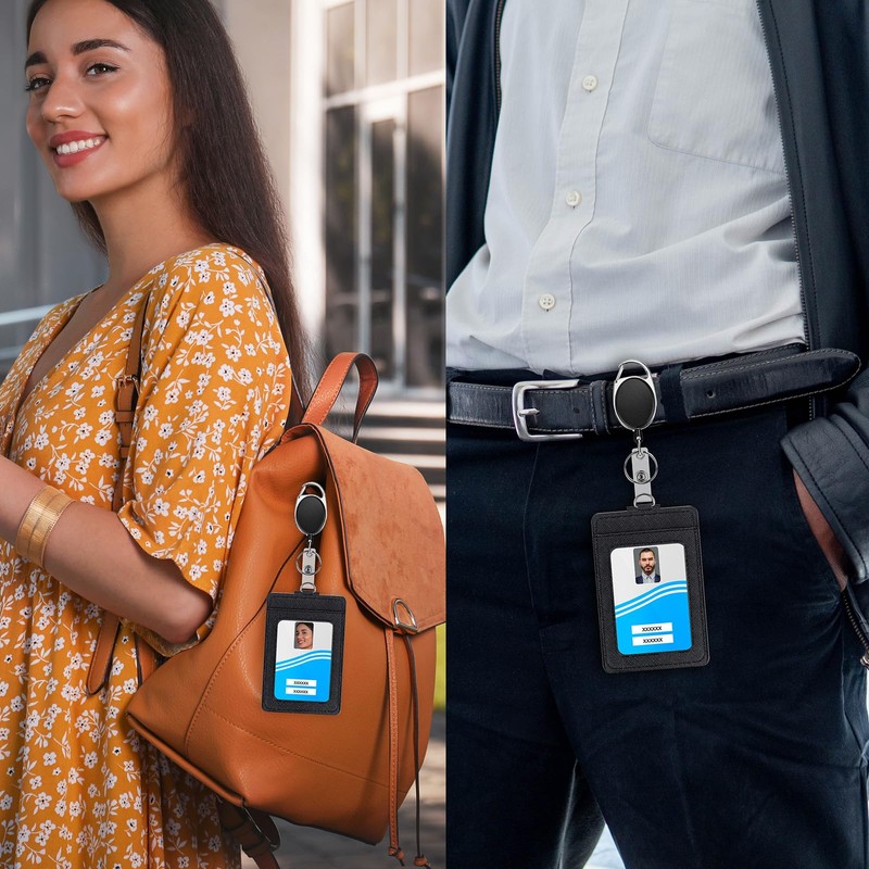 2 Pack Badge Holders and Heavy Duty Retractable Reel Clips