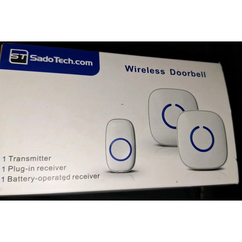SadoTech Wireless Doorbell Kit White. 1 Transmitter Two Receivers. Brand