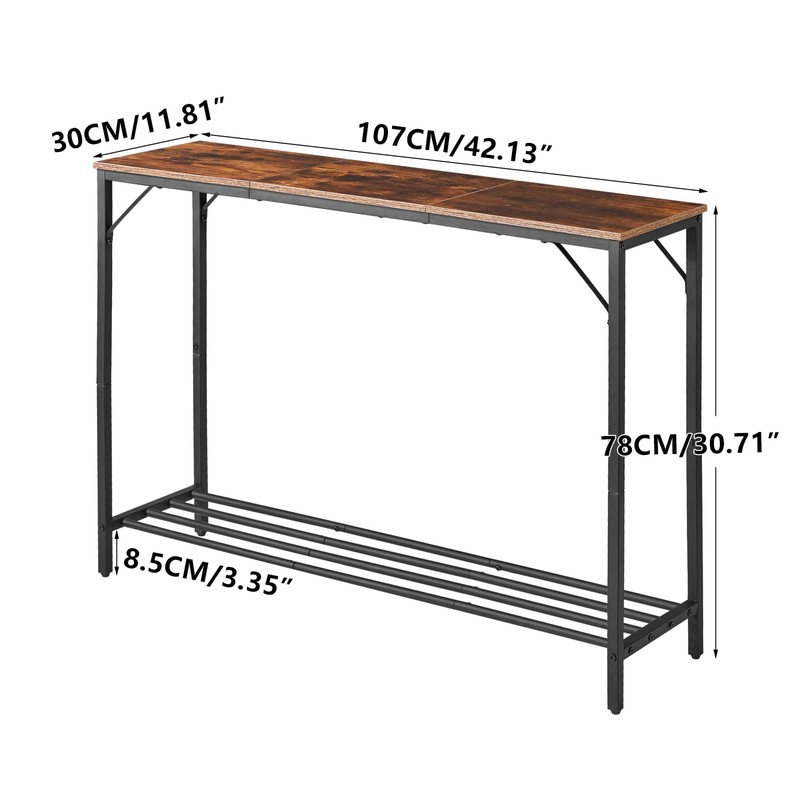 YMYNY 42.1" L Console Table, Industrial entryway Table, Narrow Sofa