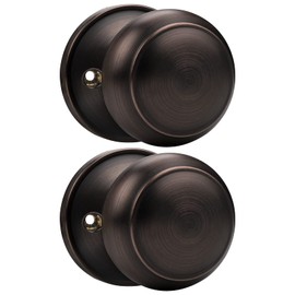 Probrico Oil Rubbed Bronze Door Knob One Side 2 Pack, Fake Door Handles Dummy Function for Closet French Doors, Bronze Dummy Door Knobs, Flat Ball Knob
