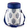 Thermally Insulated Blue Patterned Tiffin Bag Carrier for 4-Tier Large