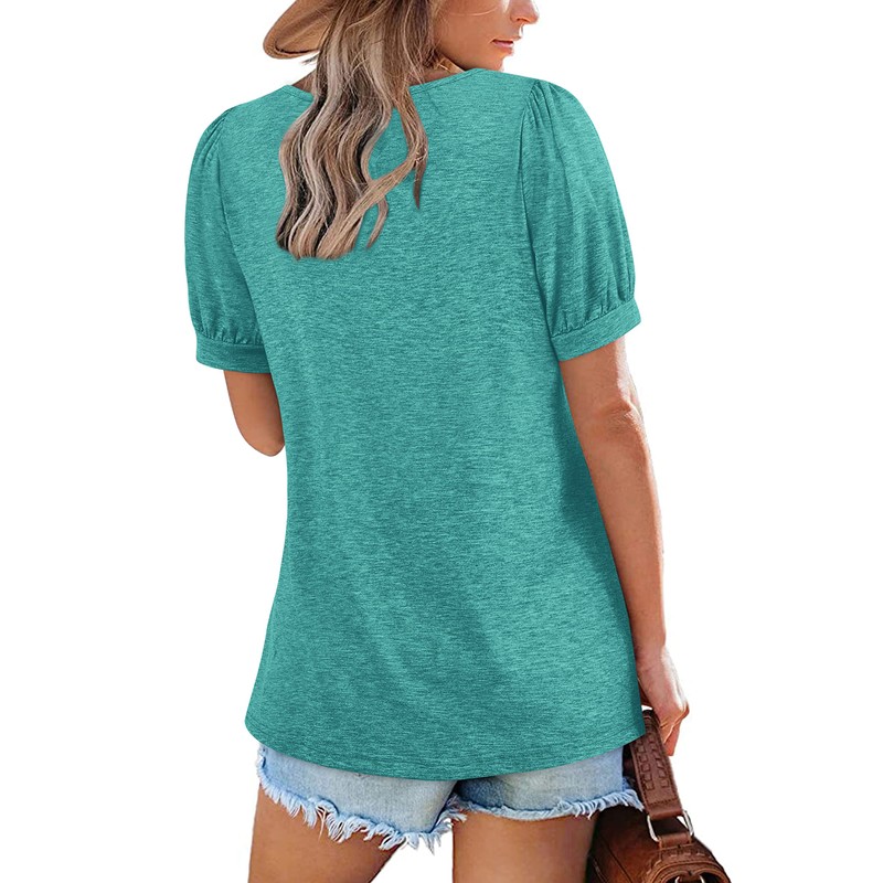 Zwurew - Camisetas casuales de verano para mujer, cuello cuadrado,